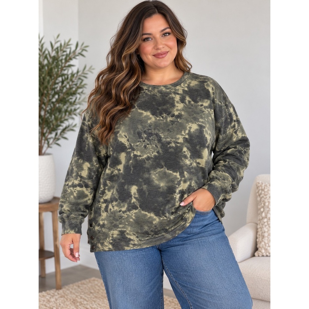 Como Vintage Women's XXL Acid Wash Camo Sweatshirt Long Sleeve Oversized...